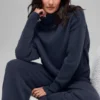 Wool Cashmere Cropped New Class Turtleneck Sweater - Navy