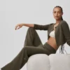 Wool Cashmere High-Waist New Class Wide Leg Pant - Olive Tree