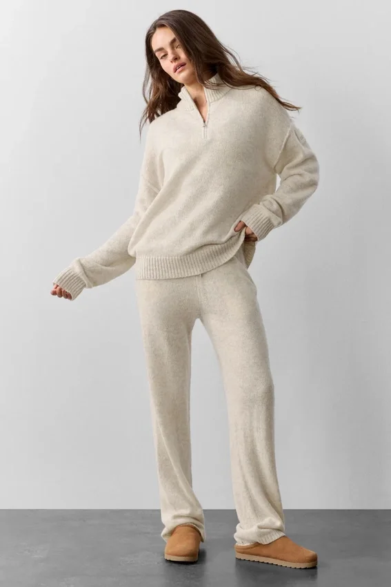 Wool Cashmere New Class 1/4 Zip Pullover - Oatmeal Heather