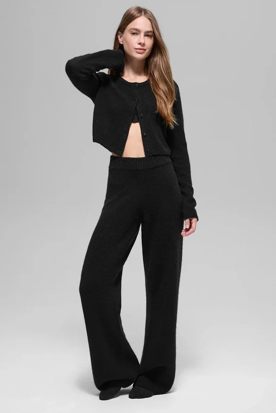 Wool Cashmere New Class Cropped Cardigan - Black