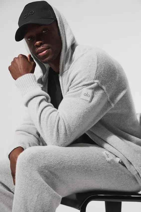 Wool Cashmere New Class Full Zip Hoodie - Pearl Grey Heather