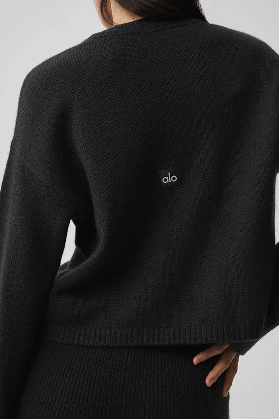 Wool Cashmere New Class Tie Cardigan - Black